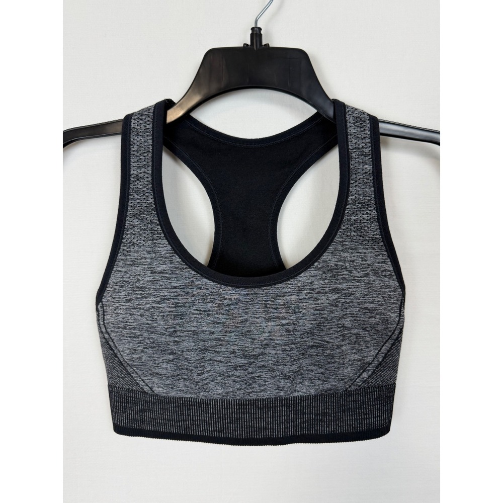 All In Motion Women Sports Bra L Gray Black Heathered Racerback Seamless Fit